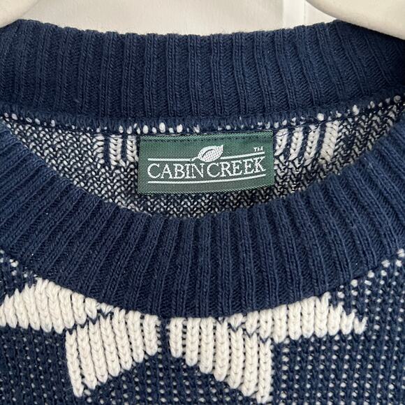 Navy Snowflake Fair Isle Sweater Cabin Creek Women 90s Vintage Sz Small Sz Med - Picture 5 of 5